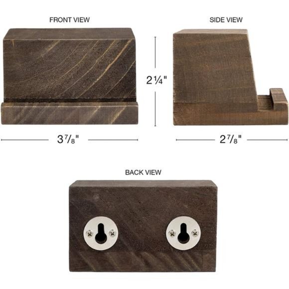 EXCELLO GLOBAL PRODUCTS Small Wood Record Holder Shelf: Wall Mounted Organizer S - Picture 2 of 4